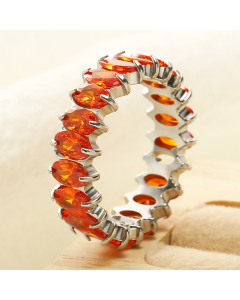 Wholesale Stainless Steel Ring Oval Zirconium Inlaid Ring-Steel Color-12-8