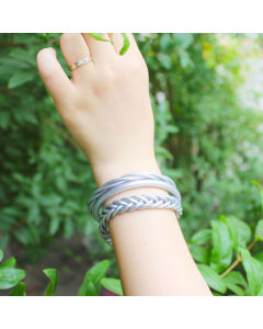 Silver Set Of 3 Varnish Silicone Jelly Bangle Woven Bracelet LY881011-30100
