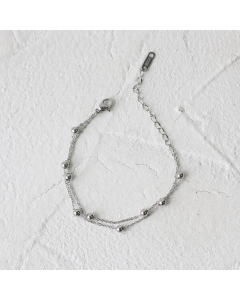 Minimalism Round Ball Gold Bead Stainless Steel Double Layer Bracelet 