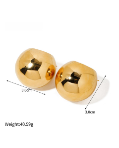 INS Style Simple Style Cool 18K Gold Ball Stainless Steel Earrings 