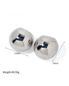  Simple Style Cool 18K Gold Ball Stainless Steel Earrings 