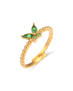 Light Luxury Fashion Small Butterfly Plated 18K Gold Stainless Steel Ring Adjustable Ring 