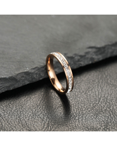 Wholesale Stainless Steel Ring Single And Double Row Of Small Star Zircon Couple Ring-Rose Gold Color-01-9