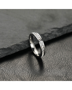 Wholesale Stainless Steel Ring Single And Double Row Of Small Star Zircon Couple Ring-Steel Color-01-6