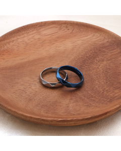 Wholesale Stainless Steel Men's Ring Smooth Blue Rhombus Ring 
