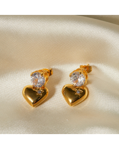 Wholesale Stainless Steel Earrings Zircon Love Pendant Earrings