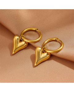 Fine Jewelry Stainless Steel Bead Chain Solid Love Pendant Earrings