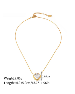 Fashion Square Hollow Set Zircon Stainless Steel Pendant Necklace