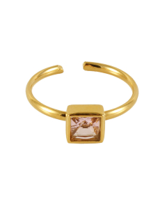 Wholesale Stainless Steel Ring Square Love Shaped Flower Zircon Inlaid Ring-01-Pink
