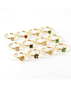 Wholesale Stainless Steel Ring Square Love Shaped Flower Zircon Inlaid Ring