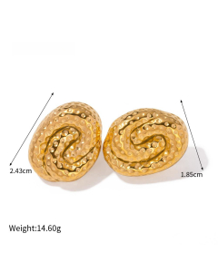 Wholesale High Quality Earrings Personality Temperament 18K Gold Stainless Steel Square Texture Earrings-Gold Color-07
