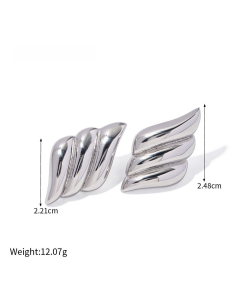 Wholesale High Quality Earrings Personality Temperament 18K Gold Stainless Steel Square Texture Earrings-Steel Color-03