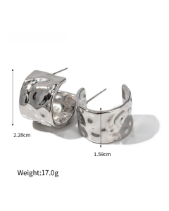 Wholesale High Quality Earrings Personality Temperament 18K Gold Stainless Steel Square Texture Earrings-Steel Color-02