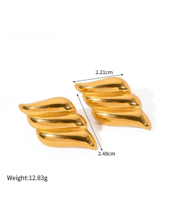 Wholesale High Quality Earrings Personality Temperament 18K Gold Stainless Steel Square Texture Earrings-Gold Color-03