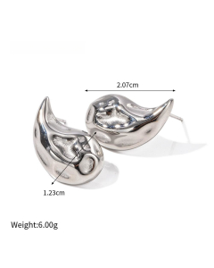 Wholesale High Quality Earrings Personality Temperament 18K Gold Stainless Steel Square Texture Earrings-Steel Color-01