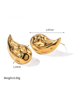 Wholesale High Quality Earrings Personality Temperament 18K Gold Stainless Steel Square Texture Earrings-Gold Color-01
