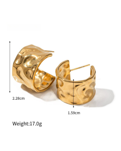Wholesale High Quality Earrings Personality Temperament 18K Gold Stainless Steel Square Texture Earrings-Gold Color-02