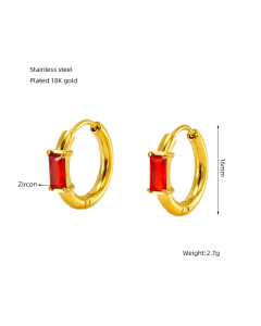 INS Style French Style Fashion Minimalism Square Zircon Inlaid Stainless Steel Earrings