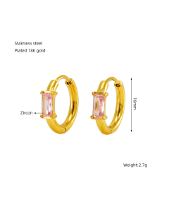 Minimalism Square Zircon Inlaid Stainless Steel Earrings Wholesale