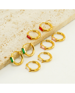 Wholesale Female Stainless Steel Earrings INS Style French Style Fashion Minimalism Square Zircon Inlaid Earrings