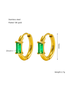 French Style Fashion Minimalism Square Zircon Inlaid Stainless Steel Earrings