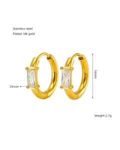 Fashion Minimalism Square Zircon Inlaid Stainless Steel Earrings Wholesale
