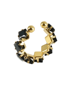 Wholesale Plated 18K Gold Ring INS Style Fashion Minimalism Square Zircon Inlaid Stainless Steel Ring 