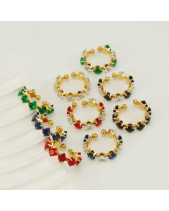 Wholesale Plated 18K Gold Ring INS Style Fashion Minimalism Square Zircon Inlaid Stainless Steel Ring