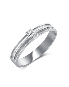Minimalism Square Zircon Inlaid Stainless Steel Bracelet Wholesale