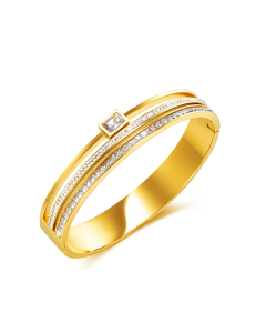 Fashion Square Zircon Inlaid Stainless Steel Bracelet Wholesale