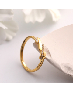Wholesale INS Style Ring Simple Stage Diamond Inlaid 18K Gold Stainless Steel Ring Zircon Hand Jewelry Female