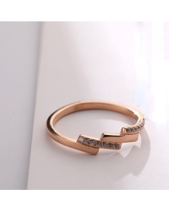 INS Style Ring Simple Stage Diamond Inlaid 18K Gold Stainless Steel Ring Zircon Hand Jewelry Female