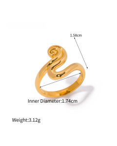 INS Style Popular 18K Gold Plated Geometric Stainless Steel Ring