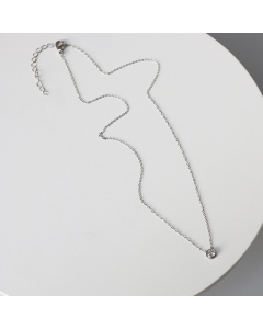 Simple Plated 18K Gold Single Diamond Stainless Steel Clavicle Chain Necklace