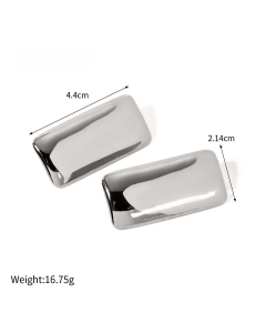 Simple Retro New 18K Gold Rectangular Smooth Stainless Steel Earrings 