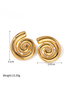 INS Style Fashion New 18K Gold Rotary Thread Pendant Earrings Women's Stainless Steel Earrings 