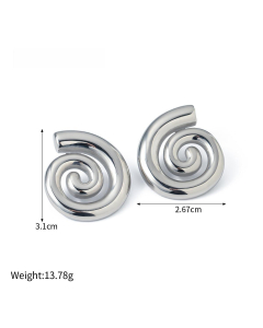 Fashion New 18K Gold Rotary Thread Pendant Earrings Women's Stainless Steel Earrings 