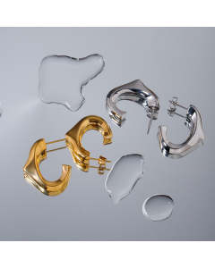 Wholesale Stainless Steel Earrings Fashion Temperament Non-fading 18K Gold Triangle C-shaped Earrings
