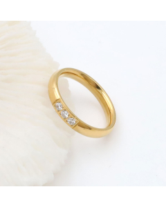 Wholesale Stainless Steel 3 CZ Inlay Band Ring Fashion Simple Style Non-fading Diamond Inlaid Ring