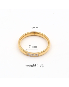 Wholesale Stainless Steel 3 CZ Inlay Band Ring Fashion Simple Style Non-fading Diamond Inlaid Ring