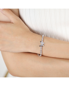 Elegant Zircon Inlaid Titanium Steel Bracelet Three-Dimensional Frosted Butterfly Stainless Steel Bracelet Wholesale