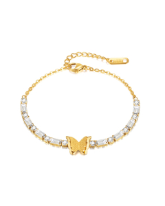Sweet Elegant Zircon Inlaid Titanium Steel Bracelet Three-Dimensional Frosted Butterfly Stainless Steel Bracelet Wholesale