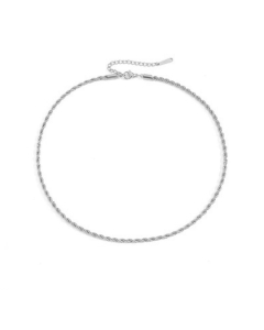 Wholesale Stainless Steel  Necklace Plain 3MM 4MM Twist Chain Necklace -Steel Color-3mm