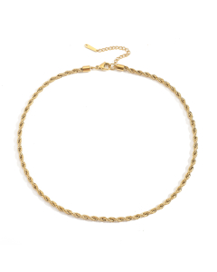 Wholesale Stainless Steel  Necklace Plain 3MM 4MM Twist Chain Necklace -Gold Color-4mm