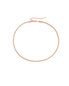 Wholesale Stainless Steel  Necklace Plain 3MM 4MM Twist Chain Necklace -Rose Gold Color-3mm
