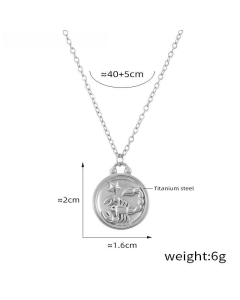 Wholesale Stainless Steel Necklace Twelve Constellation Circle Brand Pendant Necklace-Steel Color-Scorpio