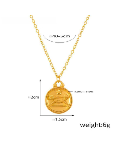 Wholesale Stainless Steel Necklace Twelve Constellation Circle Brand Pendant Necklace-Gold Color-Sagittarius