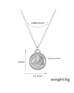 Wholesale Stainless Steel Necklace Twelve Constellation Circle Brand Pendant Necklace-Steel Color-Aquarius