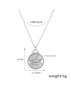 Wholesale Stainless Steel Necklace Twelve Constellation Circle Brand Pendant Necklace-Steel Color-Sagittarius