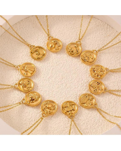 Wholesale Stainless Steel Necklace Fashion Hot Sale High Quality Twelve Constellation Circle Brand Pendant Necklace